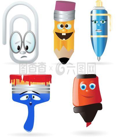 卡通文具用品矢量图下载